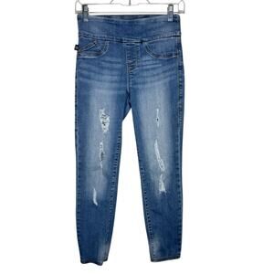 ROCK & REPUBLIC / medium wash Fever crop distressed jegging jeans / 2